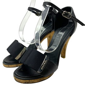 シャネル サンダル ヒール コルク ブラック CHANEL[サイズ (約21cm)]