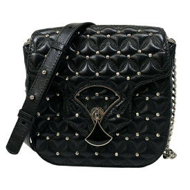 美品 ブルガリ ディーヴァドリーム チェーンバッグ ショルダーバッグ クロスボディバッグ ポシェット スタッズ レザー ブラック BVLGARI