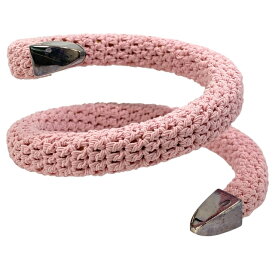 ボッテガヴェネタ クロシェスパイラルブレスレット バングル かぎ針編み アクセサリー コットン シルバー ピンク BOTTEGA VENETA