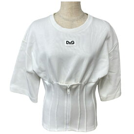 未使用 ドルチェ&ガッバーナ ドルガバ DG D&G ジャージTシャツ トップス ビスチェ ロゴ ストレッチ ホワイト DOLCE&GABBANA [サイズ 36]