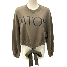 パトゥ 22SA1-JE036-95 フロントロゴ クロップド グログラン スウェットシャツ トレーナー リボン ブラウン コットン PATOU レディース 人気デザイン 高級感 トレンドアイテム