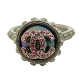シャネル リング 指輪 02C ココマーク ラインストーン ピンク シルバー アクセサリー ジュエリー CHANEL[サイズ14号]レディース 高級感 上品デザイン 人気モデル