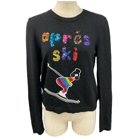 アリスアンドオリビア ニット セーター トップス スパンコール クルーネック 長袖 ロゴ ブラック マルチカラー alice+olivia レディース 高級感 上品デザイン 人気モデル