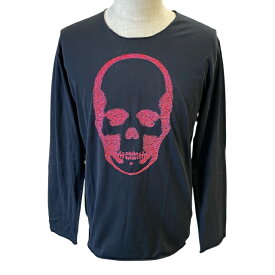 ルシアンペラフィネ 長袖Tシャツ トップス クルーネック スカル 刺繍 コットン ブラック レッド メンズ Lucien pellat-finet[サイズM] 高級感 人気モデル 上品デザイン