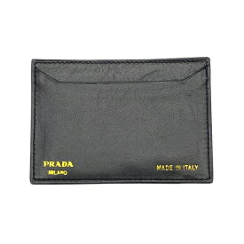 プラダ カードケース パスケース 名刺入れ コンパクト ロゴ レザー ゴールド ブラック PRADA レディース 美品 正規品 上品な印象 高級感あるデザイン スマートな携帯におすすめ