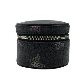 コーチ DOT STAR JWL BX ドットスター アクセサリーポーチ ジュエリーボックス 小物入れ ポーチ ラウンド レザー ブラック COACH レディース 美品 正規品 上品な印象 高級感あるデザイン