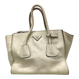 プラダ ハンドバッグ ショルダーバッグ トートバッグ 三角プレート ロゴ 2WAY レザー アイボリー レディース PRADA 美品 正規品 上品な印象 高級感あるデザイン