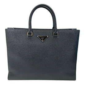 美品 プラダ トートバッグ ビジネスバッグ ブリーフケース ハンドバッグ サフィアーノレザー 三角プレート ロゴ ブラック メンズ PRADA メンズ向け上質仕様 正規品の通勤用バッグ