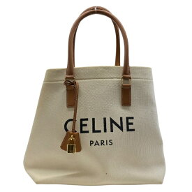 セリーヌ S-SL5119 ホリゾンタルカバ ハンドバッグ トートバッグ ロゴ 大きめ キャンバス レザー ナチュラル×タン CELINE レディース 人気 定番 上品 高級感 収納力