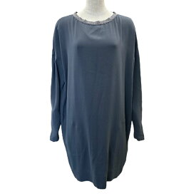 美品 ブルネロクチネリ ワンピース ドレス 膝丈 長袖 グレー シルク [サイズXL] BRUNELLO CUCINELLI レディース 人気 上品 高級感 エレガント