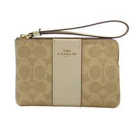コーチ F58035 IMDQC ポーチ コーナージップ リストレット シグネチャー ベージュ ホワイト レザー COACH レディース 人気 上品 高級感 便利