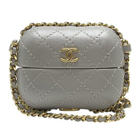 シャネル airpods ケース エアポッズ ケース マトラッセ チェーン チャーム ラムスキン ココマーク グレー ゴールド AP2207 CHANEL レディース 人気 定番 上品 高級感 かわいい