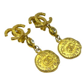 シャネル ラインストーン スイング イヤリング ヴィンテージ クリップ式 ゴールド GP アクセサリー ジュエリー CHANEL レディース 人気 上品 高級感 エレガント