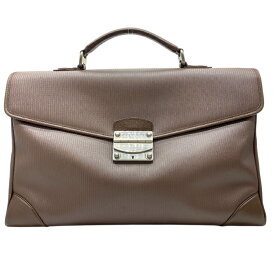 ブルガリ ミレリゲ ブリーフケース ビジネスバッグ ハンドバッグ レザー PVC ブラウン シルバー ロゴ 29589 BVLGARI メンズ 人気 定番 高級感 上品 モード