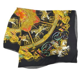 エルメス スカーフ カレ 140 LUNA PARK 遊園地 メリーゴーランド 総柄 大判 アクセサリー ロゴ シルク ブラック マルチカラー HERMES レディース 人気 上品 高級感 エレガント