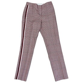 未使用 バーバリーパンツ ボトムス スラックス サイドライン 千鳥格子チェック ウール レッド レディース 8037321 BURBERRY [サイズ34]人気 定番 上品 高級感 クラシック