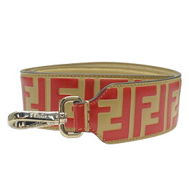 フェンディ ロング ズッカ柄 ストラップユー ショルダーストラップ アクセサリー レザー ベージュ レッド FENDI 安心品質 使いやすい華やぎデザイン バッグ着脱式