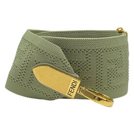 フェンディ ロング ズッカ柄 ストラップユー ショルダーストラップ アクセサリー ファブリック グリーン ゴールド FENDI 正規品 付け替え自在 ファッション性