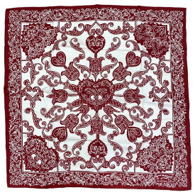 美品 クリスチャン ディオール スカーフ アクセサリー シルク ロゴ バンダナ柄 総柄 ホワイト レッド 31DAM070I617 Christian Dior レディース 正規品 上質な質感 コーデ自在