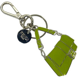 フェンディ キーリング キーホルダー キーチャーム バッグチャーム バゲット ロゴ グリーン系 シルバー メタル 7AP065 FENDI 洗練 存在感 上品 高級感 アクセント