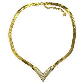 クリスチャンディオール ヴィンテージ V字 ネックレス チョーカー アクセサリー ラインストーン ゴールド クリスタル Christian Dior 洗練 上品 高級感 存在感 クラシック