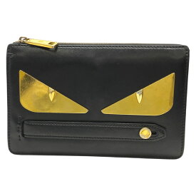 フェンディ モンスター アイ クラッチバッグ セカンドバッグ バグズ バッグ レザー ブラック ゴールド 7VA350 FENDI 正規品 中古 個性派 デザイン性