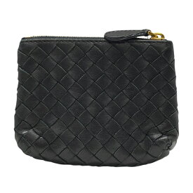 ボッテガヴェネタ イントレチャート コインケース 小銭入れ コンパクト レザー ブラック 185899 V0010 1000 BOTTEGA VENETA メンズ リユース 上質 編み込み 洗練 収納力 財布