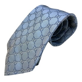 グッチ GGスプリーム シルク タイ ネクタイ レギュラータイ ロゴ ライトブルー GUCCI メンズ リユース 洗練 上質 ビジネス 高級感 スーツ映え