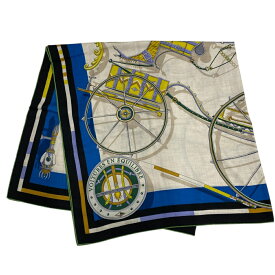 エルメス カレ ジェアン カレ140 スカーフ 大判 ヴォワチュール アン エキリーブル 総柄 シルク ブルー ホワイト マルチカラー HERMES 上品 洗練 芸術性 存在感