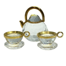 スワロフスキー クリスタルメモリーズ ティーセット オブジェ フィギュリン インテリア 置物 2004年廃盤 ゴールド クリスタル SWAROVSKI 記念モデル 精緻造形 鑑賞用 コレクション性