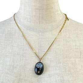 シャネル ネックレス ペンダント ココマーク カメリア ブラック ストーン アクセサリー ゴールド 02P CHANEL フォーマル デイリー 上品 定番