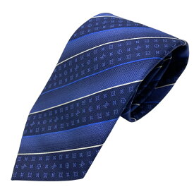 ルイ ヴィトン クラヴァット・モノグラム ストライビー ネクタイ レギュラータイ ストライプ ロゴ シルク ネイビー LOUISVUITTON ビジネス フォーマル 上品 高級感