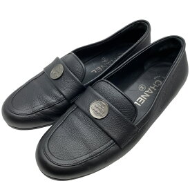 シャネル ココマーク パンプス ローファー シューズ フラット メダリオン レザー ブラック CHANEL (サイズ36C 約23cm) エレガント 上品 洗練 大人 フェミニン 高級感 通勤 フォーマル カジュアル 定番