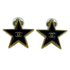 CHANEL シャネル ヴィンテージ ココマーク スター イヤリング アクセサリー クリップ式 01P GP ブラック ゴールド 洗練 上質 高級感 エレガント スタイリッシュ 存在感 ファッション