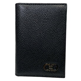 Salvatore Ferragamo サルヴァトーレフェラガモ カードケース パスケース 二つ折り コンパクト ロゴ レザー ブラック 黒