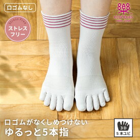 口ゴムがなくしめつけないゆるっと5本指 靴下 滑らない靴下 ウールの5本指 メール便 日本製 滑り止め付 レディース 奈良産 西垣靴下 エコノレッグ リカバリー