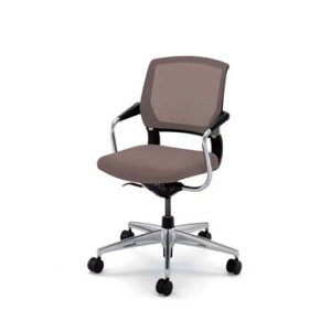 コクヨ 会議用イス サテリテ 回転脚タイプ 肘付き アルミ脚タイプ ハードキャスター【CR-GM791-W】