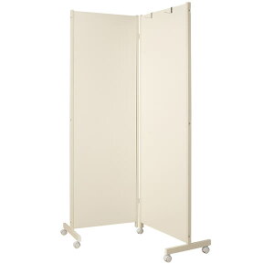 キャスター付きパーテーション2連 高さ180cm ホワイト【NSA-NJ-0055】