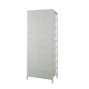 大量収納プラスチックチェスト (2列×9段) ホワイト色【NSA-NJ-0381】