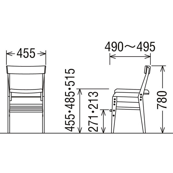 カリモク　デスクチェア・学習チェア・学習椅子/　学習チェア　幅455mm　モカブラウン色【XT0611-K】 | エコノミーオフィス-オフィス家具