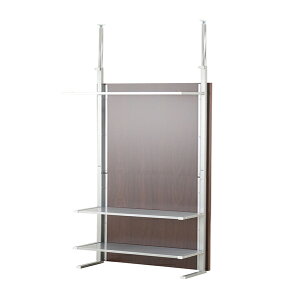 突っ張り間仕切りクローゼットパーテーション+棚収納 幅90cm ダークブラウン色【NSA-NJ-0427】