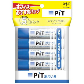 【メール便なら送料290円トンボ鉛筆　PITスティックのり　消えいろ　ピットS　5本パック　HCA-513