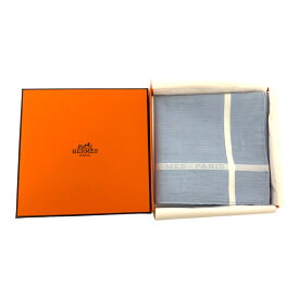 【未使用品】　エルメス HERMES ハンカチーフ ハンカチ Hパッサン コットン100％ ブルー ライトブルー 　　店舗併売品　　KON