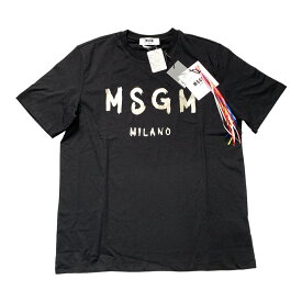 【未使用品】　エムエスジーエム MSGM ロゴTシャツ メンズ シルバーロゴ ブラック 黒 XLサイズ　　　KON