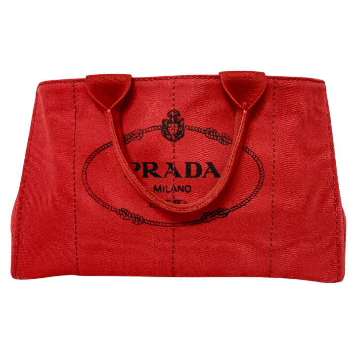 楽天市場】PRADA プラダ カナパL キャンバス トートバッグ レッド 中古 