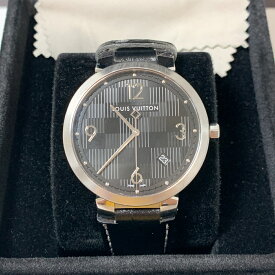 【中古】Louis Vuitton タンブール スリム ダミエグラフィット 腕時計 Q1D07 クォーツ