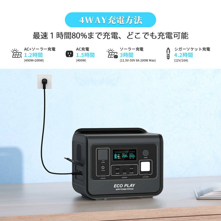 楽天市場】【翌日配送】ECOPLAY EP800 512Wh 800W ポータブル電源 ポタ  