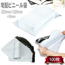 宅配ビニール袋 A4 宅配袋 包装 梱包材 梱包資材 220mm×320mm+50mm 宅急便 ゆうパケット クリックポスト DM便 発送 フリマ A4サイズが入る 宅配ビニール 袋 100枚セット