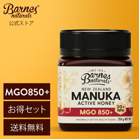 【9日20時よりマラソン最大20%OFF】バーンズナチュラル マヌカハニー MGO850+ 250g x1個、2個セット & 3個セット ニュージーランド 天然 はちみつ 正規品 BARNES NATURALS New Zealand Manuka 100% Pure Honey