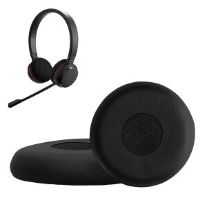 kwmobile 2x �w�b�h�z���J�o�[ Jabra Evolve 20 / 20se / 30 / 30II / 40 / 65�Ή� �����p�C���[�p�b�h - �N�b�V���� PU���U�[ ���F